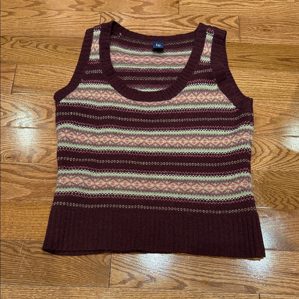 GAP Women's Burgundy Striped Tank Top